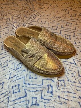 VGUC Kelsi Dagger Brooklyn BRASS Women's Window Platform Mules